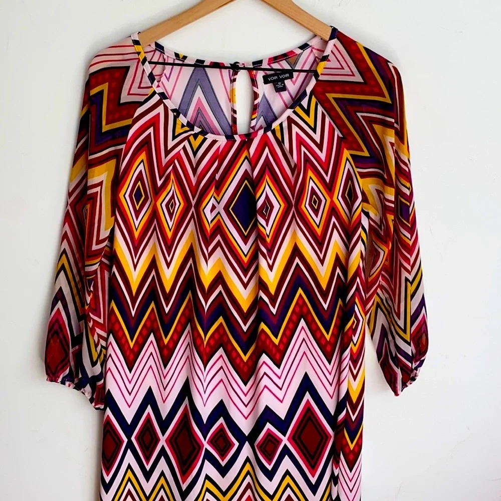 Vior Vior Multi colored‎ zigzag design dress, Sz 10
